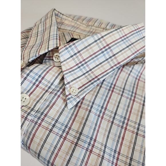 Dockers Shirt Size XL Men's Button Up Blue Red Checked Short Sleeve No Wrinkle - Picture 2 of 10